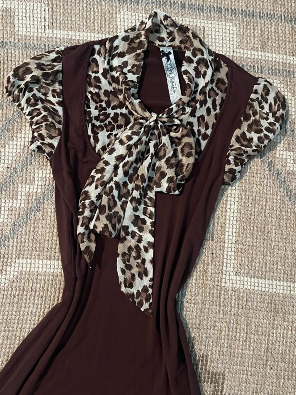 y2k/schoolgirl Brown Leopard Print Dress